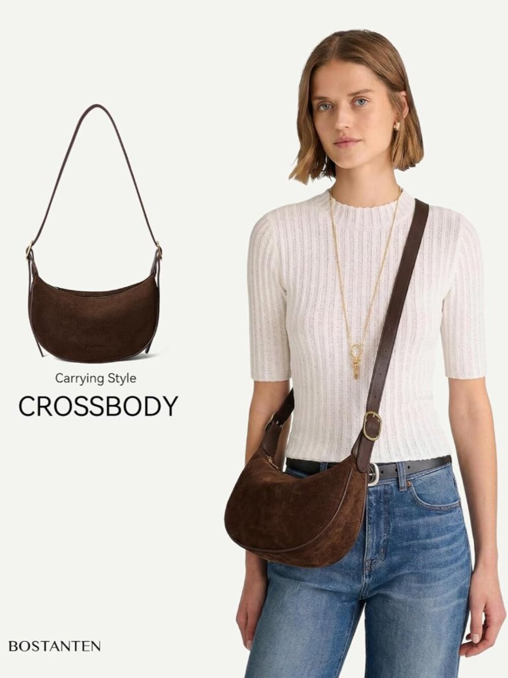 Purses for Women Crescent Crossbody Bag Vegan Leather Shoulder Hobo Handbag Adju - Picture 4 of 7